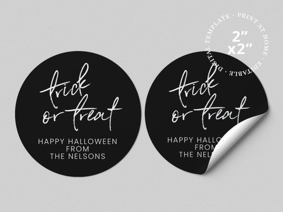Printable Halloween Trick or Treat Cookie Tag or Sticker Template 2" ROUND