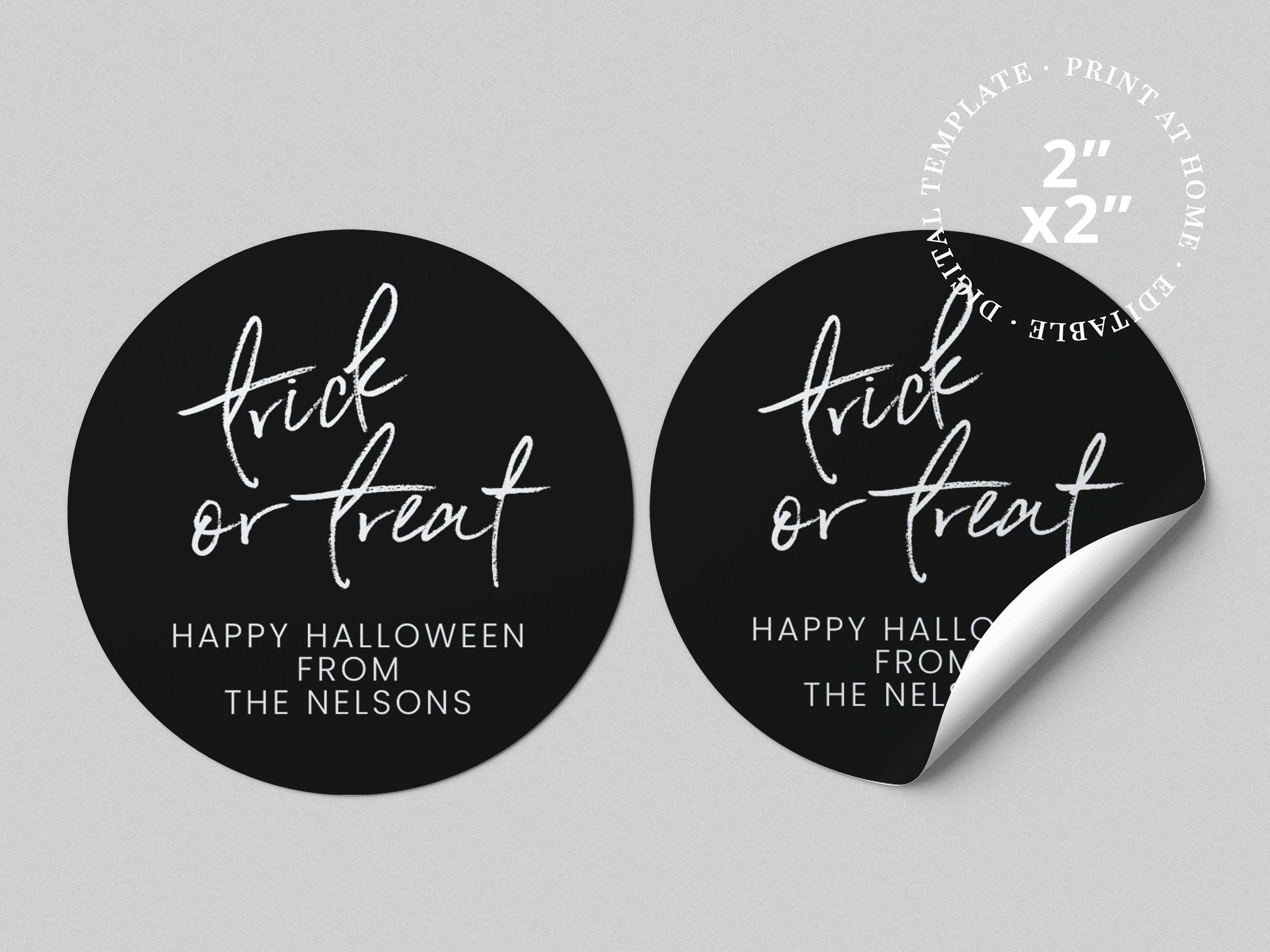 Printable Halloween Trick or Treat Cookie Tag or Sticker Template 2" ROUND