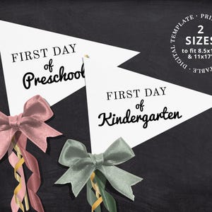 First Day of School Printable Pennant Flag Editable Template