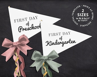 First Day of School Printable Pennant Flag Editable Template