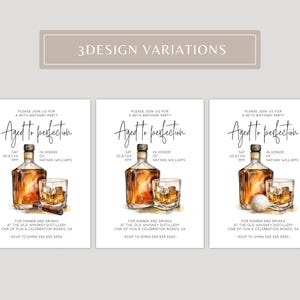Faire-part whisky, Faire-part d'anniversaire whisky, Faire-part pour homme, Faire-part d'anniversaire pour homme, Anniversaire de whisky, Vieilli jusqu'à la perfection | AB01WB image 3