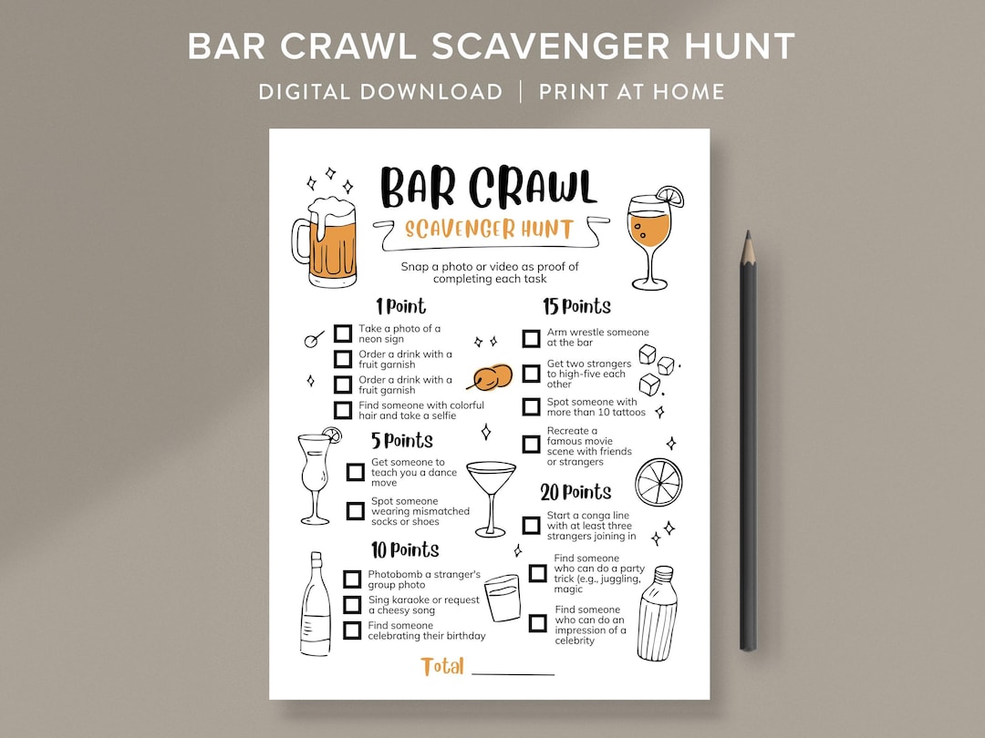 Bar crawl scavenger hunt bar scavenger hunt adult scavenger hunt bar crawl games printable pub scavenger hunt bachelor party game stag party