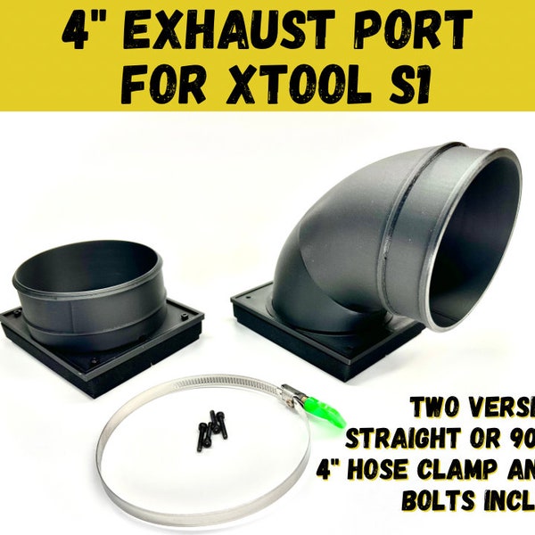 4 inch Exhaust Port for xTool S1 Laser Engraver; 90-degree or Straight