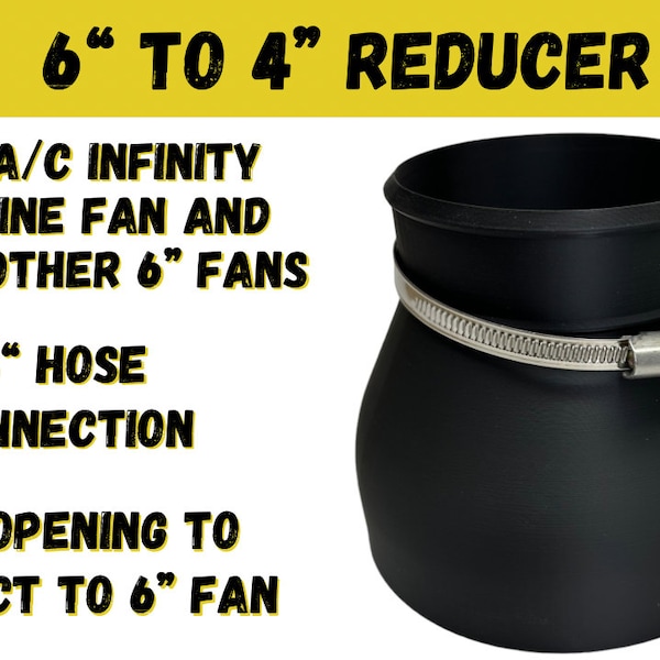 6 inch to 4 inch reducer for AC Infinity 6 inch Inline Duct Fan and other similar 6 inch fans