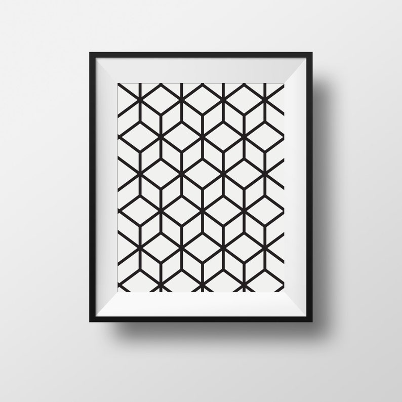 Wall Art Print Cubic Black And White Frame Ikea Ribba