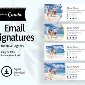 Email Signature Template for Travel Agents or Any Business INSTANT DOWNLOAD, Canva - TAESN01