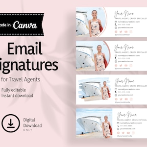 Email Signature Template for Travel Agents or Any Business INSTANT DOWNLOAD, Canva - TAESP01