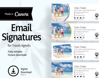 Email Signature Template for Travel Agents or Any Business INSTANT DOWNLOAD, Canva - TAESN01