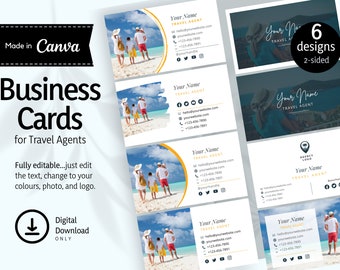 Business Card Template for Travel Agents or Any Business INSTANT DOWNLOAD Printable, Template Business Card, Calling Card, Canva - TABCN01
