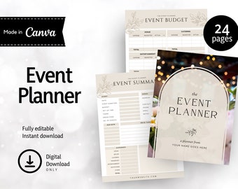 Event Planner Template, editable in Canva, downloadable, printable, US Letter - EP01