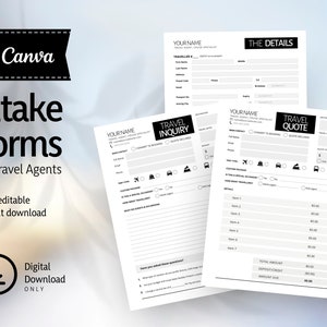 Travel Agent Brand Bundle, Planner, Intake Forms, Digital Business Cards, Editable, Instant Download, Printable, Template, Canva TABBT01 image 5