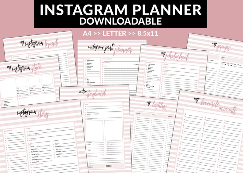 Instagram Planner Downloadable Printable 8.5x11 / A4 / - Etsy