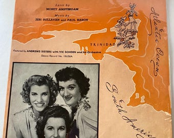 Vintage Piano Sheet Music: Rum and Coca-Cola - Andrew Sisters - Leo Feist Music 1944 with Lyrics