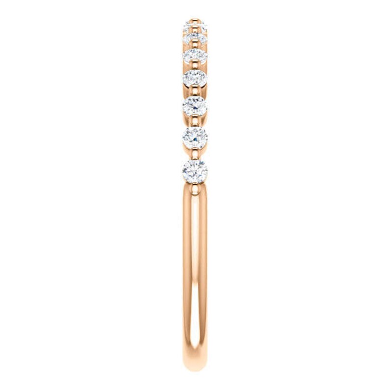 14K Rose Gold Prong Set 0.22CT Diamond Accented Wedding Engagement Anniversary Bridal Band Ring Sizes 4 to 9