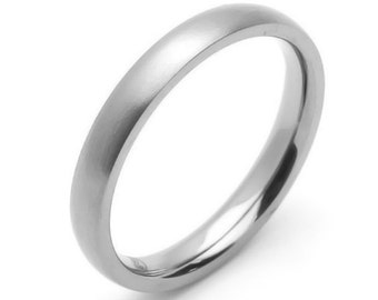 Stainless Steel Hand Finish Brushed 3mm Half Round Comfort Fit Wedding Band Ring Sizes 4.5 - 12 Including Half Sizes
