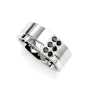 Men&#39;s Diamond Wedding Band .25 Carat Natural Black Diamonds Stainless Steel 316L Brushed with High Polished Edge 8mm Ring Size 9 to 13