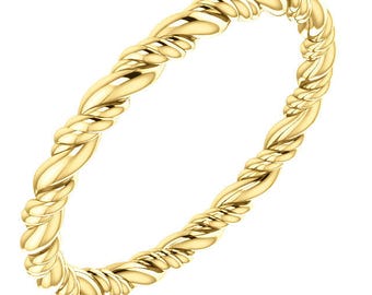 14K Yellow Gold Rope Eternity Twisted Wedding Engagement Anniversary Bridal Band Ring Sizes 4 to 8