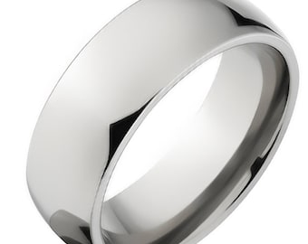 Titanium High Polished 8mm Half Round Comfort Fit Wedding Band Ring Size 13