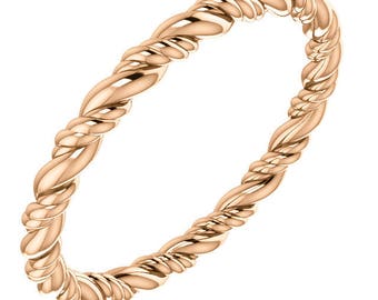 14K Rose Gold Rope Eternity Twisted Wedding Engagement Anniversary Bridal Band Ring Sizes 4 to 8