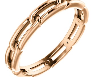 14K Rose Gold Link Eternity Wedding Engagement Anniversary Bridal Band Ring Sizes 4 to 8