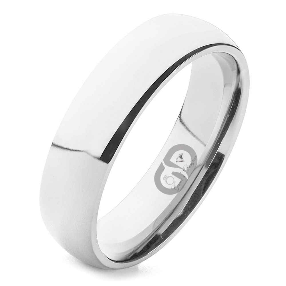 Titanium High Polished 6mm Half Round Comfort Fit Wedding Band Ring Sizes 6 - 13 Including Half Sizes