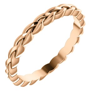 14 K Rose Gold stapelbare gevlochten eeuwigheid Wedding Engagement verjaardag bruids Band Ring maten 4 t/m 9