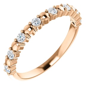 14K Rose Gold 0.25CT Diamond Accented Wedding Engagement Anniversary Bridal Band Ring Sizes 4 to 9