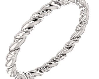 14K White Gold Rope Eternity Twisted Wedding Engagement Anniversary Bridal Band Ring Sizes 4 to 8