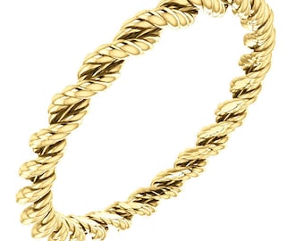 14K Yellow Gold Rope Eternity Twisted Wedding Engagement Anniversary Bridal Band Ring Sizes 4 to 9