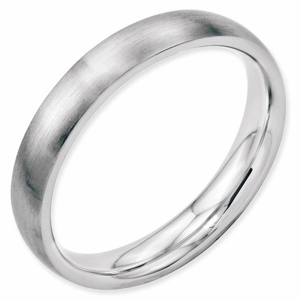 Stainless Steel Hand Finish Brushed 4mm Half Round Comfort Fit Wedding Band Ring Sizes 4.5 - 13 Including Half Sizes