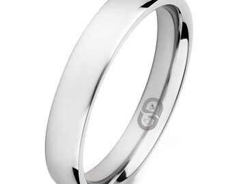 Titanium High Polished 4mm Half Round Comfort Fit Wedding Band Ring Sizes 4.5 - 7 Including Half Sizes