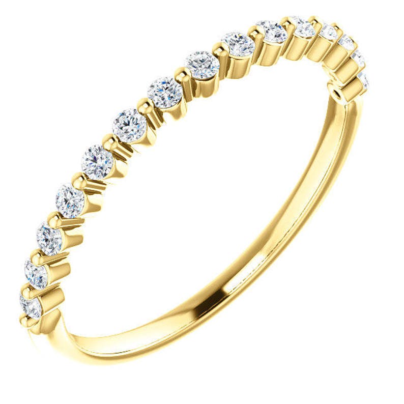 14K Rose Gold Prong Set 0.22CT Diamond Accented Wedding Engagement Anniversary Bridal Band Ring Sizes 4 to 9
