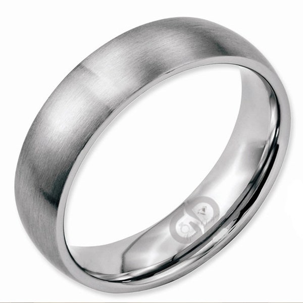 Stainless Steel Hand Finish Brushed 6mm Half Round Comfort Fit Wedding Band Ring Sizes 5 - 13 Including Half Sizes