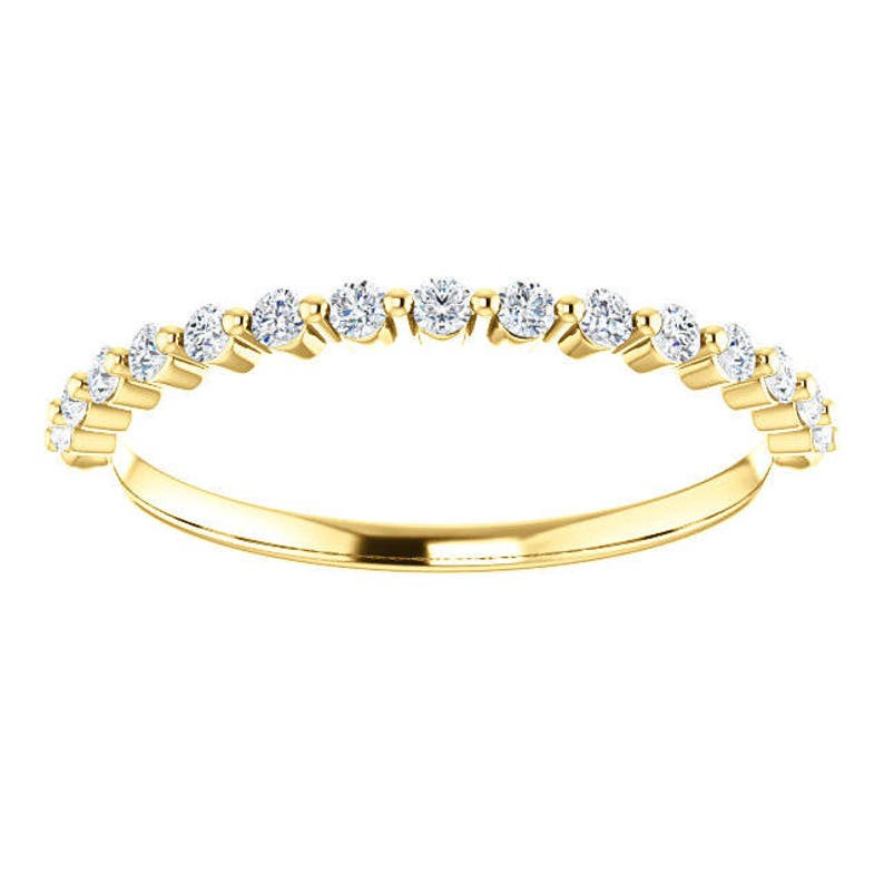 14K Rose Gold Prong Set 0.22CT Diamond Accented Wedding Engagement Anniversary Bridal Band Ring Sizes 4 to 9
