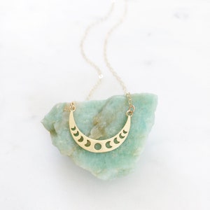 Moon Phase Necklace, Lunar Jewelry, Crescent Moon Necklace, Celestial Jewelry, Moon Necklace, Dainty Gold Necklace, Boho Necklace, LUNA