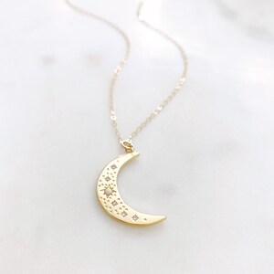 Crescent Moon Necklace, Moon Necklace, Opal Necklace, Celestial Jewelry, High School Graduation Gift for Her, ESTELLE image 6