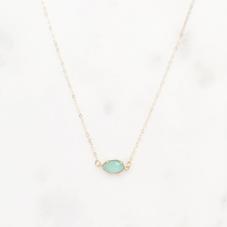 CORA Dainty Gold Stone Necklace Glass Stone Necklace Tiny Stone Necklace Dainty Gold Necklace Gold Fill Necklace image 4