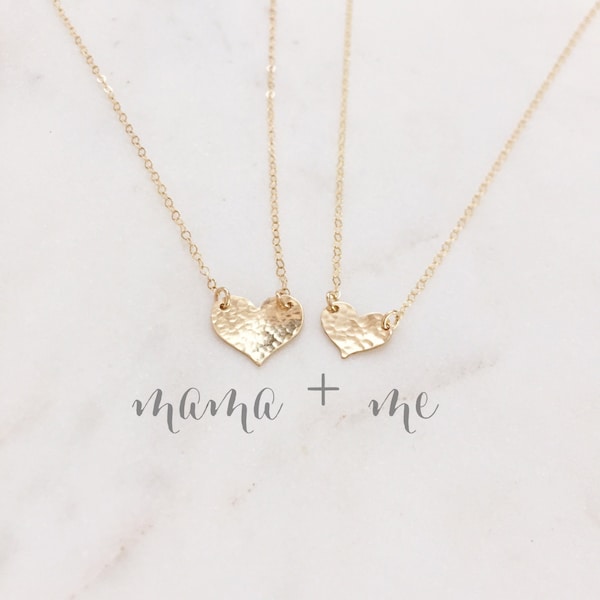 Mother Daughter Necklace, Heart Necklace, Mama And Me Necklace Set, Mom Necklace, Mom Gift, Mother Daughter Gift, Minimalist Necklace