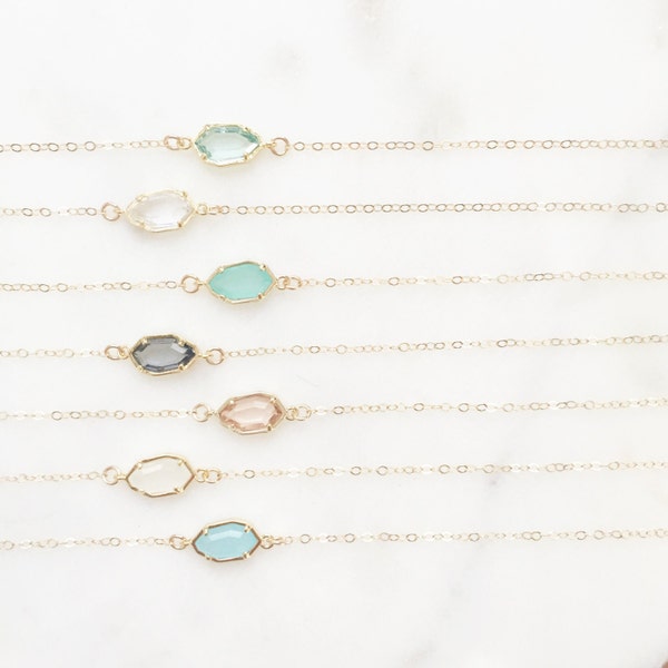 CORA | Dainty Gold Stone Necklace | Glass Stone Necklace | Tiny Stone Necklace | Dainty Gold Necklace | Gold Fill Necklace