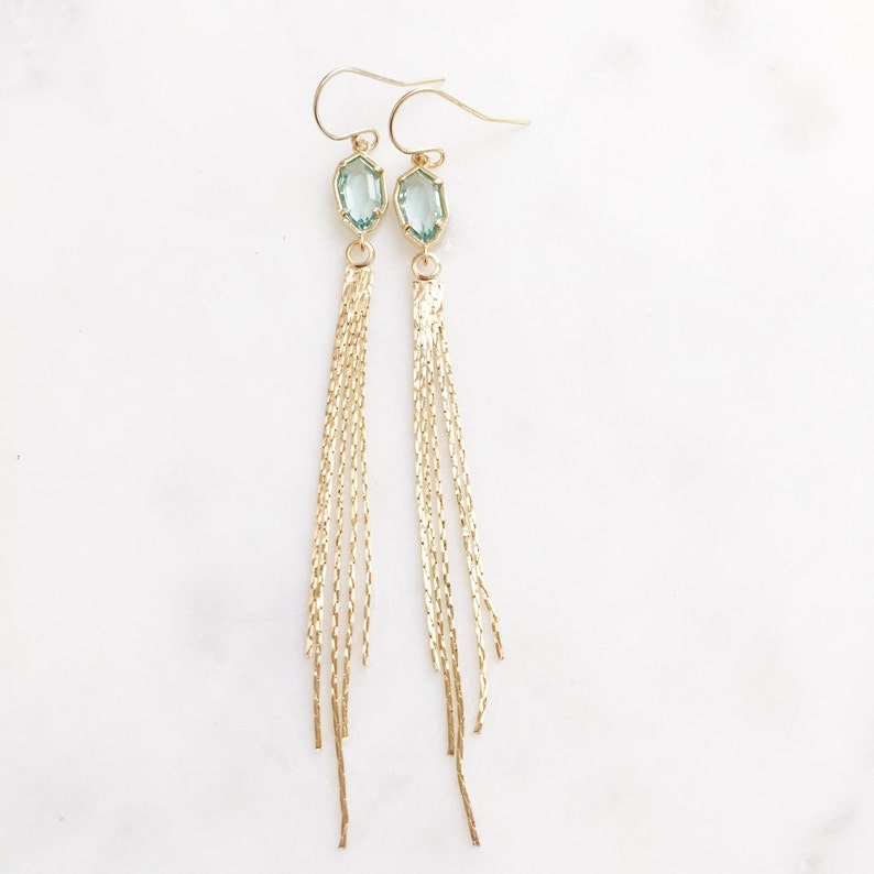 TALIA Gold Tassel Earrings Long Gold Tassel Earrings Sea Etsy