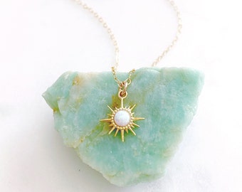 Sunburst Necklace, Opal Necklace, Sun Necklace, Celestial Jewelry, Best Friend Birthday Gifts, Soleil