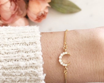 Moon Bracelet, Bolo Bracelet, Celestial Jewelry, Best Friend Gifts, Moon Jewelry, Adjustable Bracelet, Boho Bracelet, Slide Bracelet, ALLI