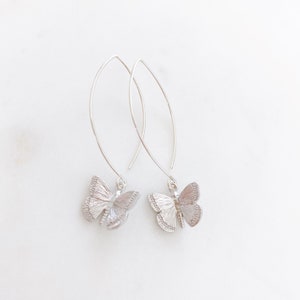 Butterfly Earrings, Silver Drop Earrings, Butterfly Gift, Best Friend Birthday Gifts