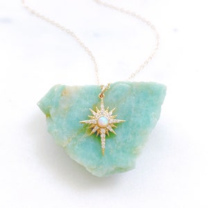 North Star Necklace, Opal Necklace, Dainty Gold Necklace, Best Friend Birthday Gifts, LILIANA