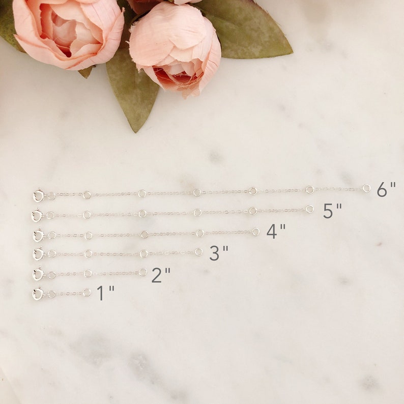 1-12 Inch Sterling Silver Plated Necklace Extender Chain With Spring Ring Clasp - 4mm Wide 4 thumbnail image