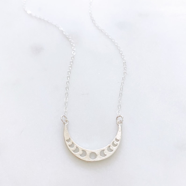 Moon Phase Necklace, Crescent Moon Necklace, Sterling Silver Necklace ...
