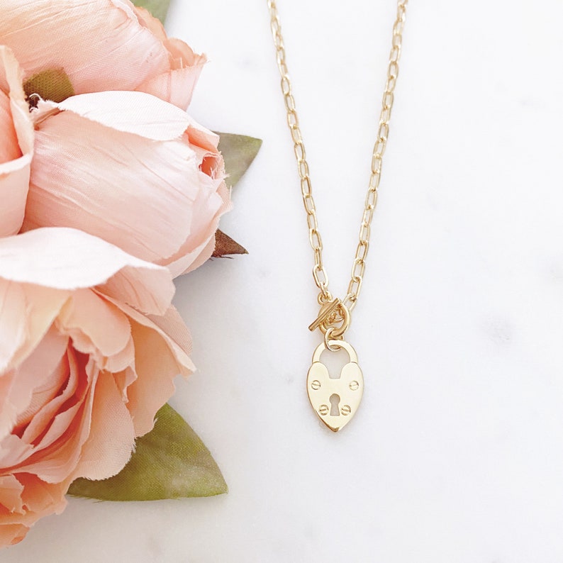 Lock Necklace Gold Chain Necklace Paperclip Chain Necklace Etsy