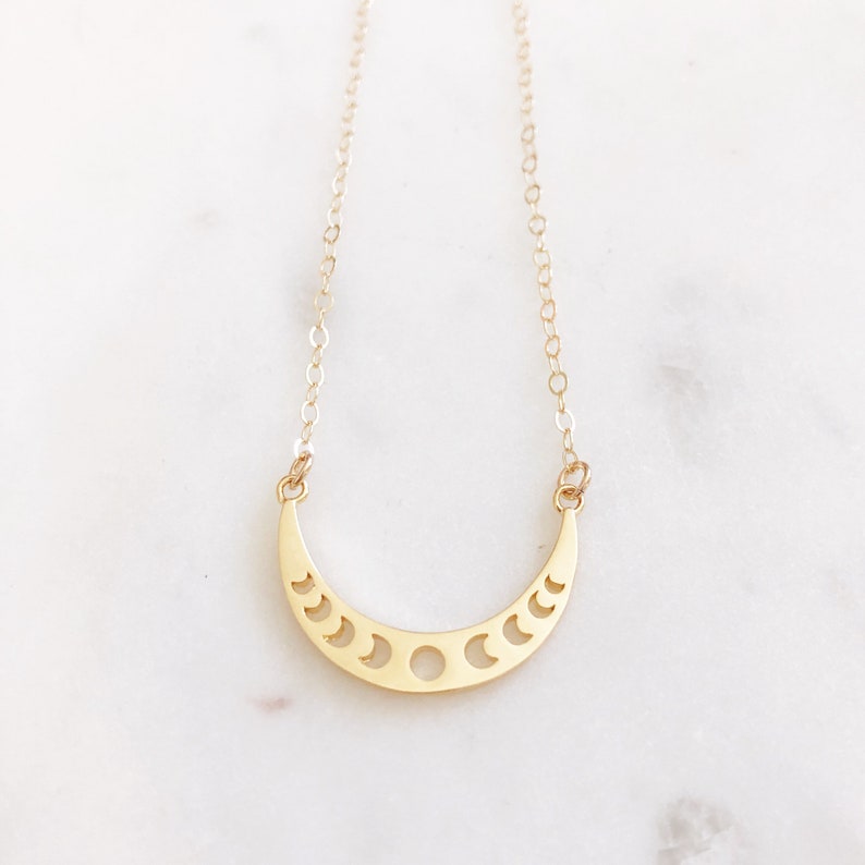 Moon Phase Necklace, Lunar Jewelry, Crescent Moon Necklace, Celestial Jewelry, Moon Necklace, Dainty Gold Necklace, Boho Necklace, LUNA image 2
