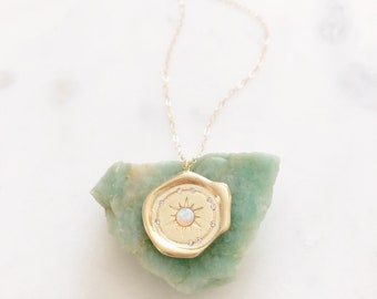 Medallion Necklace, Opal Necklace, Coin Necklace, Birthday Gifts for Her, Best Friend Gifts, ADELAIDE