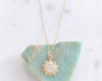 Gold Sun Necklace, Sun Necklace, Celestial Jewelry, Sun Necklace Gold, Celestial Necklace, Dainty Gold Necklace, Minimalist Necklace